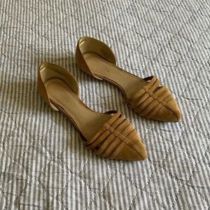 Tesori Tan Suede Pointed Toe Flats
